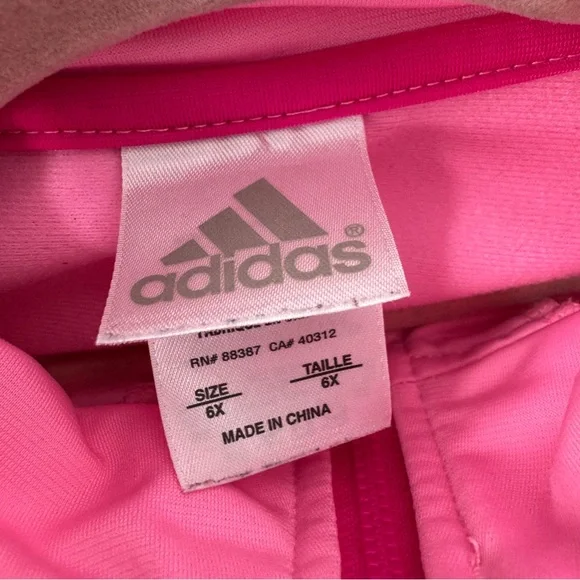 Adidas sweater zip up ruffle frilly bottom neon pink track jacket striped - Picture 5 of 6